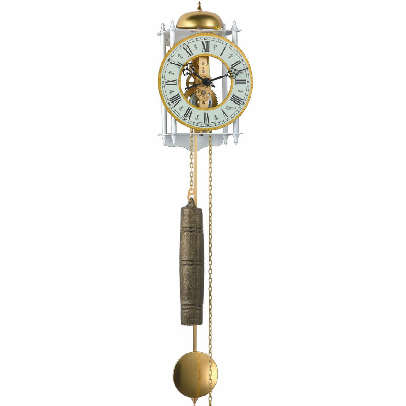 Skelet wandklok Classic wit/messing