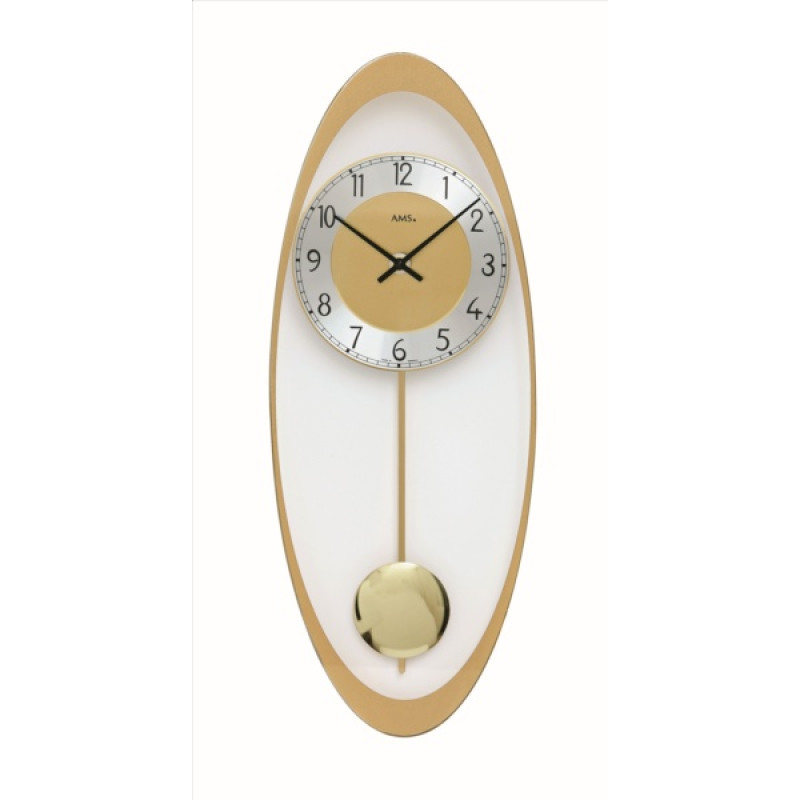 Glazen moderne wandklok met slinger AM 47417