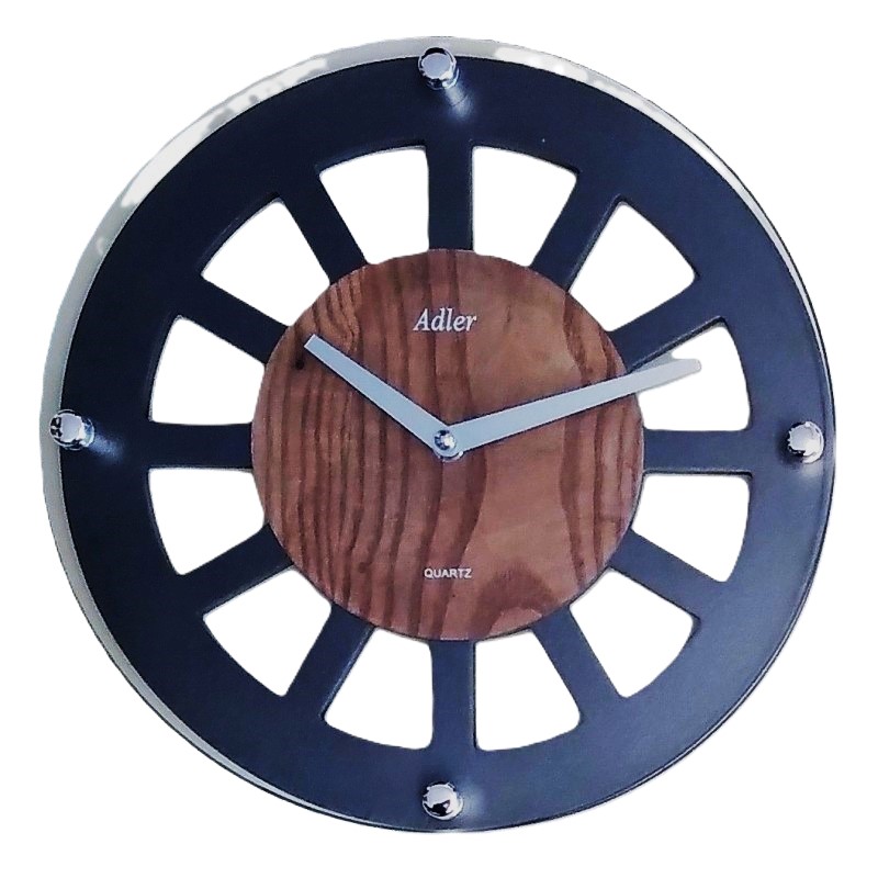 AM 1158 klok antraciet met hout