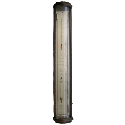 Bow front contrabarometer eiken