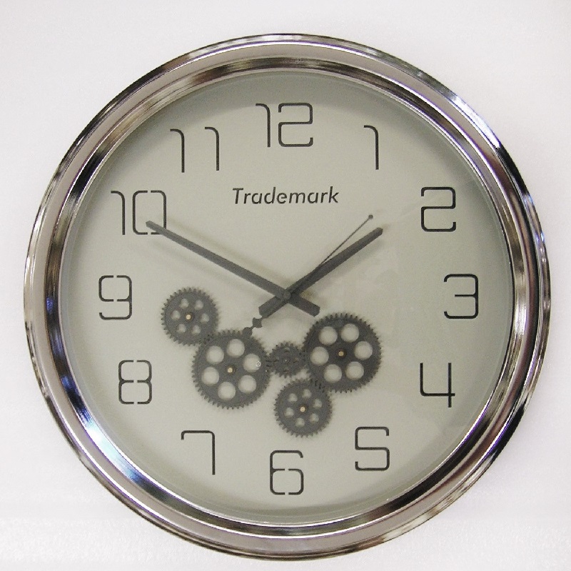 Chromen klok met draaiende tandwielen CB71