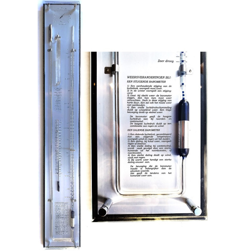 Zwart/RVS/glas contra-barometer