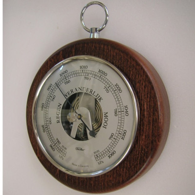 Ronde barometer mahonie/chroom