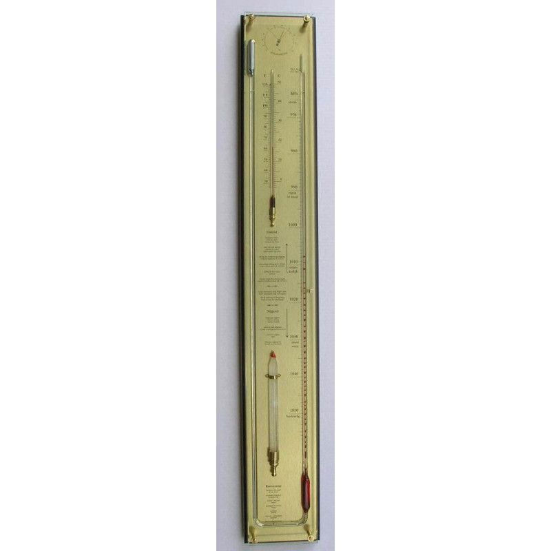 Contra-barometer zwarte/messing/glas