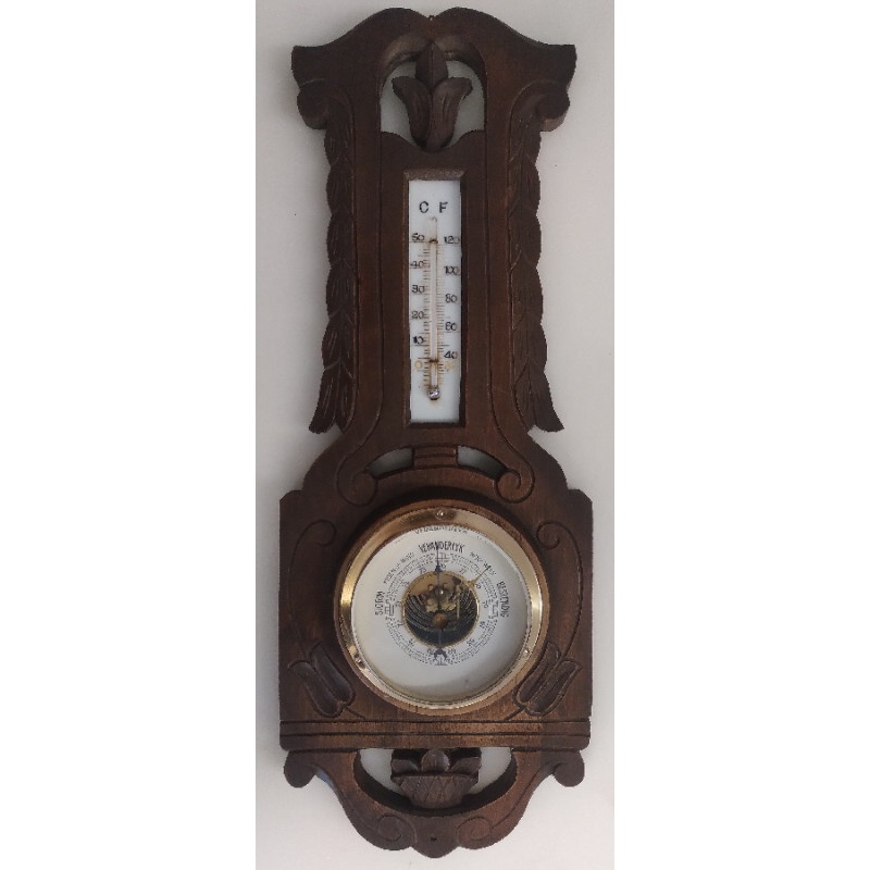 WT Barometer + tulpen houtsnijwerk