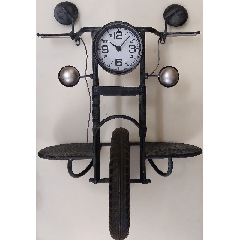 Grote metalen motorklok, zwart