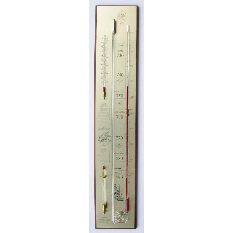 Kwikbarometer noten/messing met glas