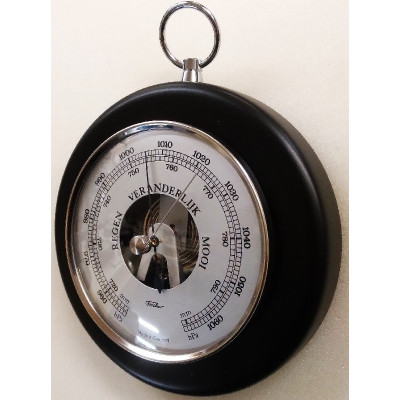 Ronde barometer zwart / chroom Fischer 1366