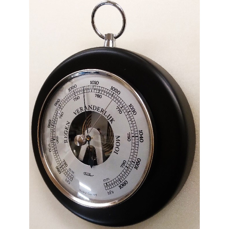 Ronde barometer zwart / chroom Fischer 1366
