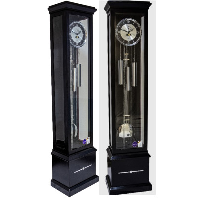 Staande klok zwart / chroom AER 0137-96-02 Kieninger look