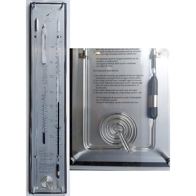 Zwart/rvs contrabarometer breed+glas YF