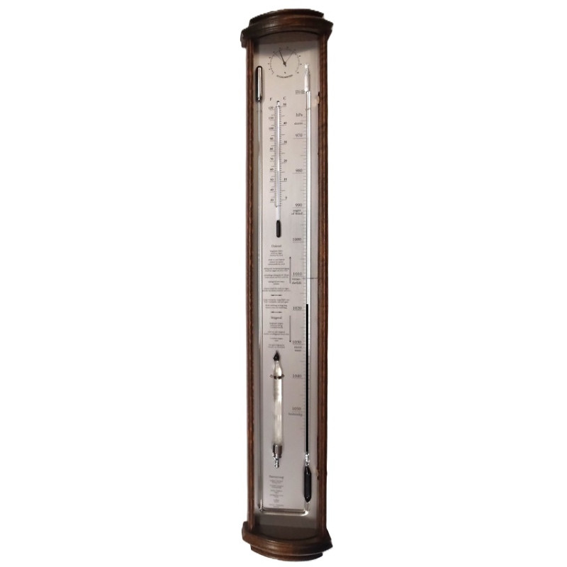 Bow front barometer eiken