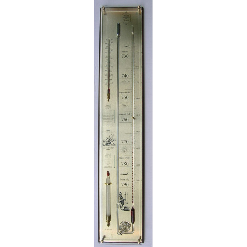 Contra-barometer zwart/messing/glas